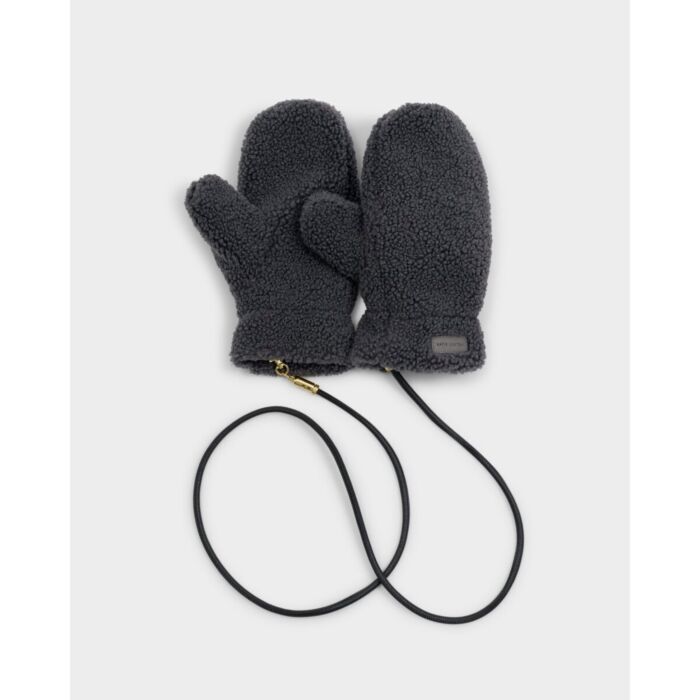 Katie Loxton Teddy Mittens with Cord - Charcoal